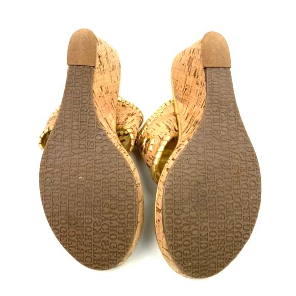 Jack Rogers Marbella Cork Wedge Sandals Size 7 Tan Gold - Picture 7 of 9